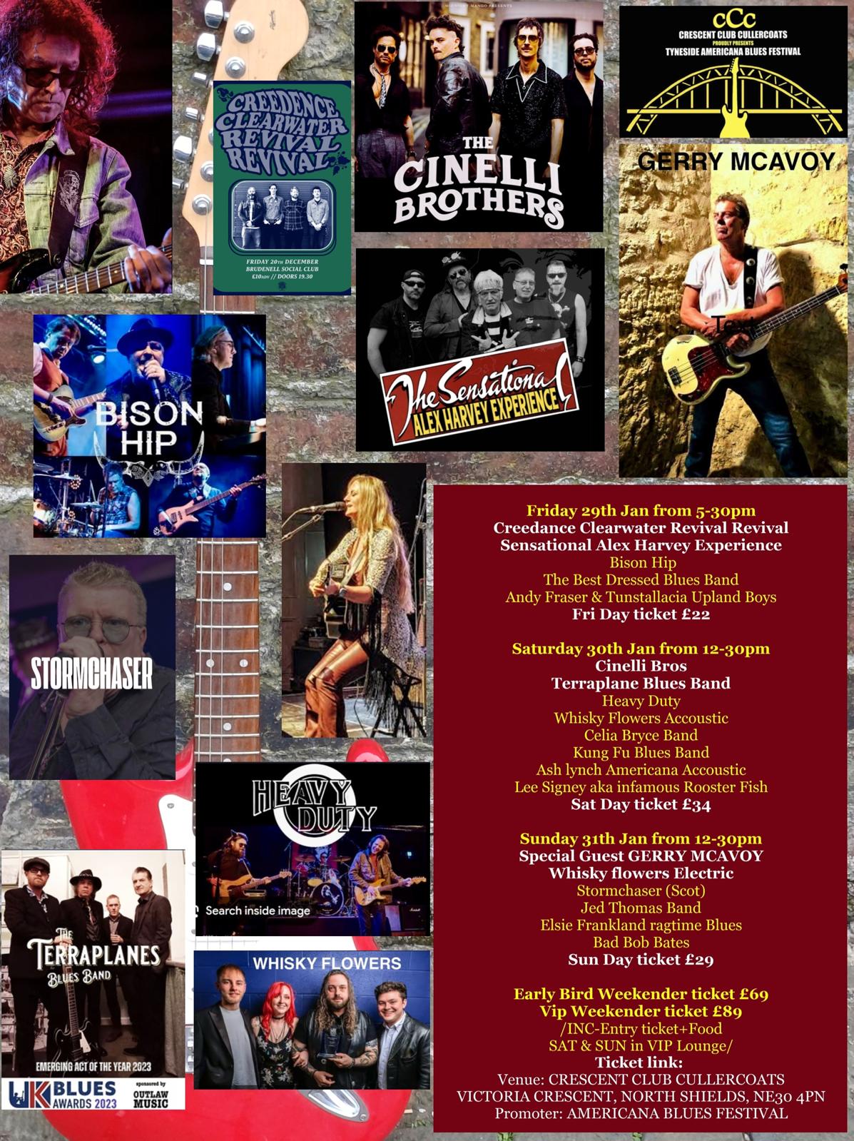 Tyneside Americana Blues Festival artwork, Cullercoats Crescent Club