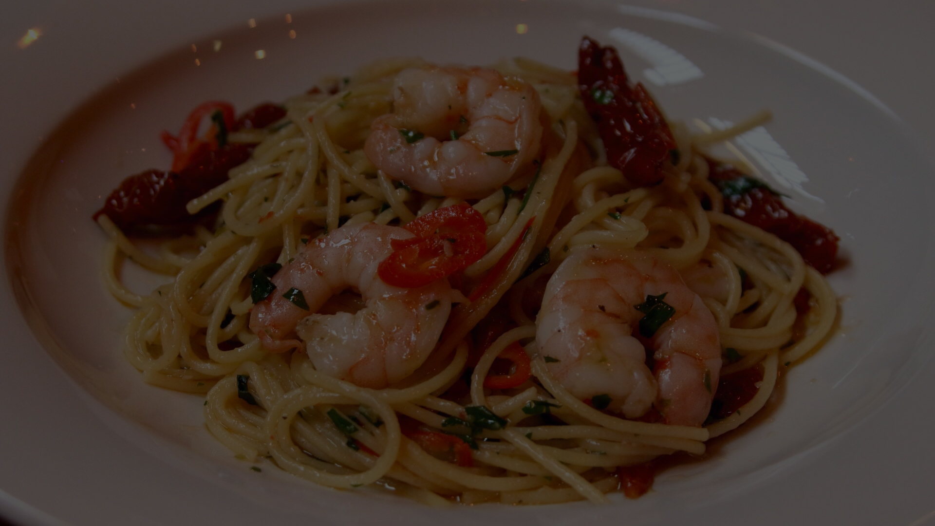 Prawn spaghetti at Uno's Trattoria, Quayside